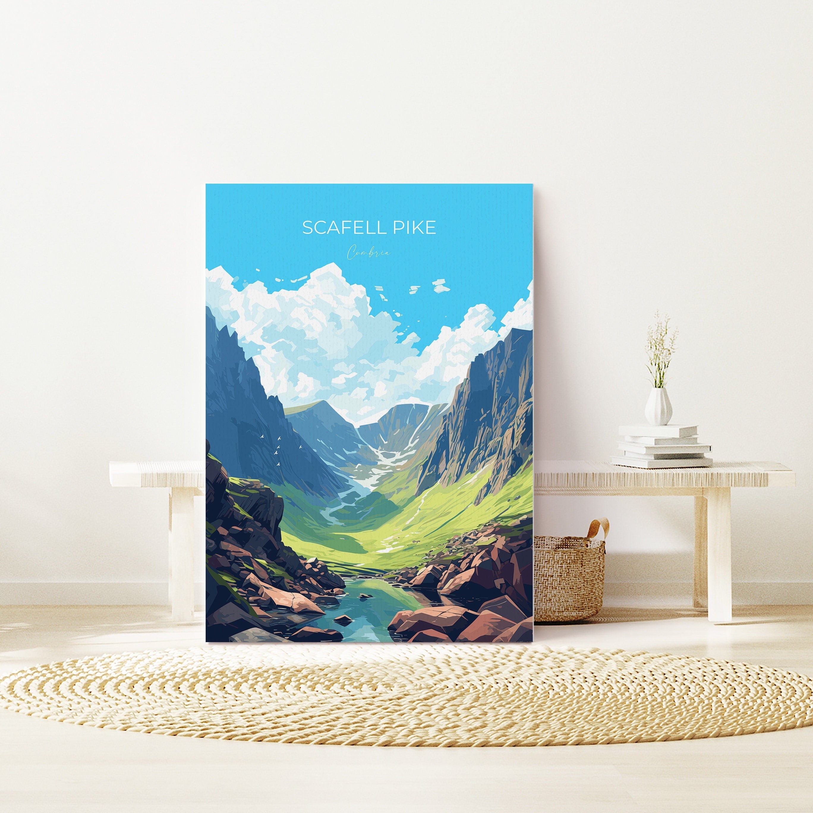Scafell Pike Travel Poster, Scafell Pike Travel Print, England, Cumbria Art, Scafell Pike Gift, Lake District Gift, Wall Art Print NQ Media Designs