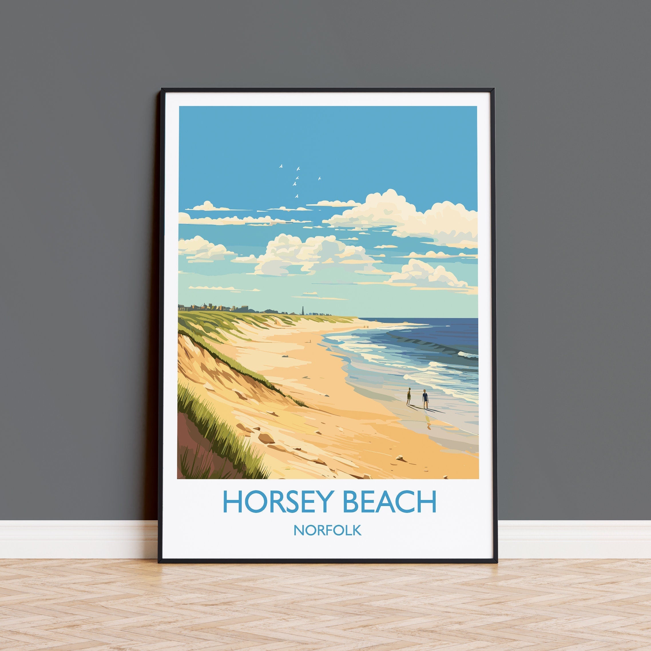 Horsey Beach Travel Print, Travel Poster of HorseyBeach, Norfolk, England, HorseyBeach Gift, Norfolk Art Gift, Wall Art Print NQ Media Designs