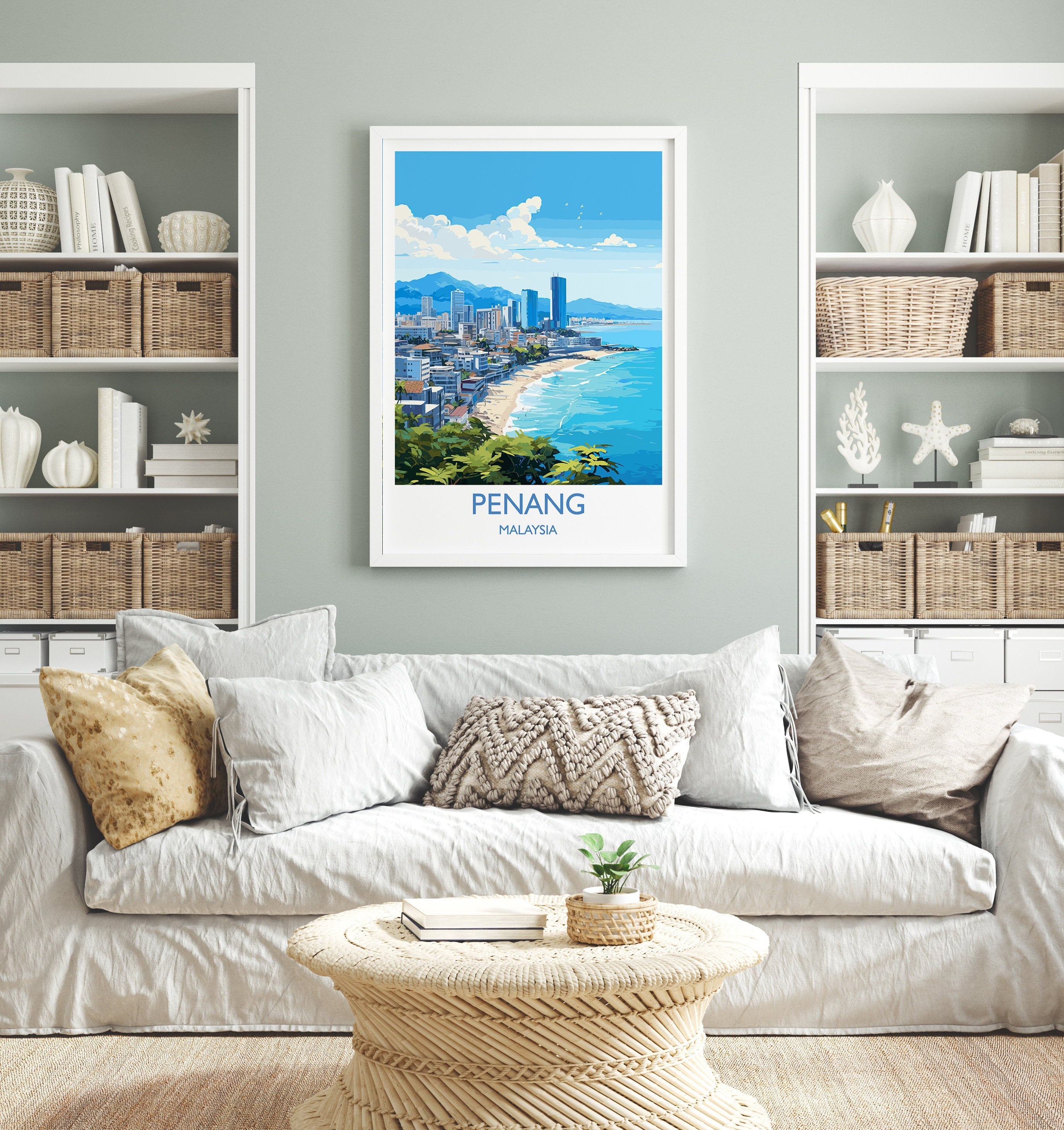 Penang Travel Print Wall Art, Travel Poster of Penang, Malaysia, Penang Art Gift, Wall Art Travel Gift NQ Media Designs
