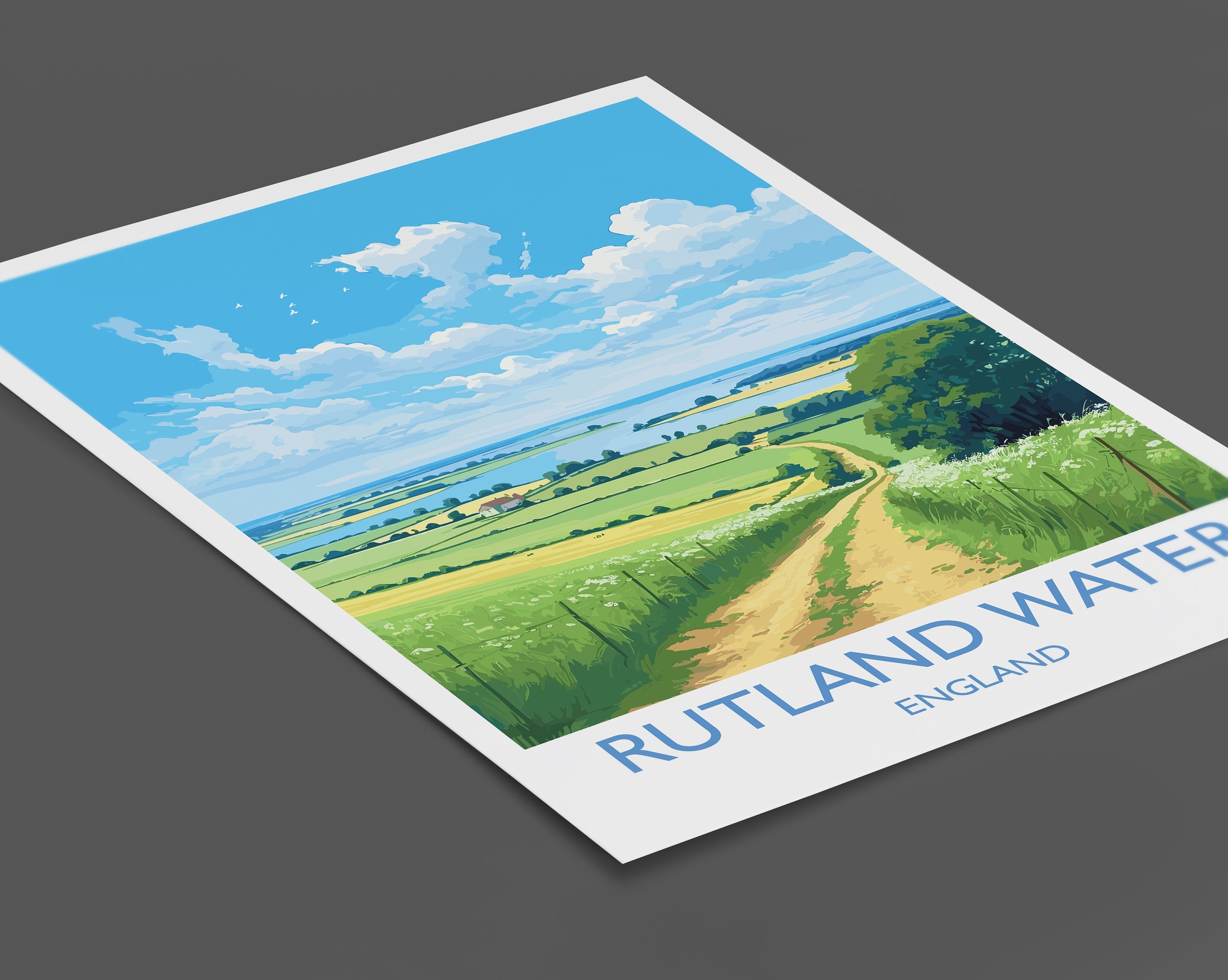 Rutland Water Travel Print, Travel Poster of Rutland Water, Rutland Water Reservoir, Rutland Water Art Gift, Wall Art Print NQ Media Designs