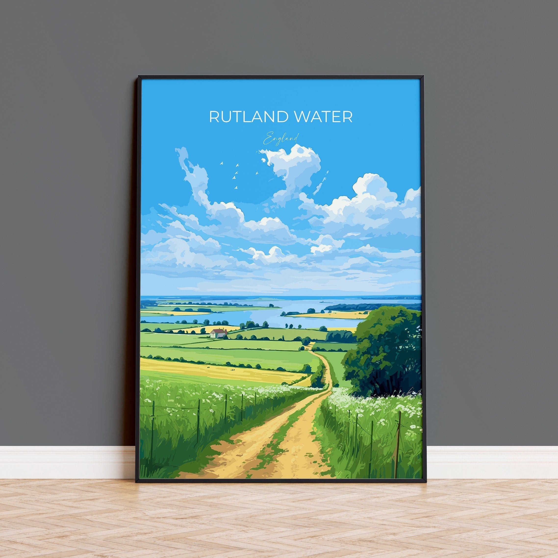 Rutland Water Poster, Travel Print of Rutland Water, Rutland Water Reservoir, Rutland Water Art Gift, Wall Art Print NQ Media Designs