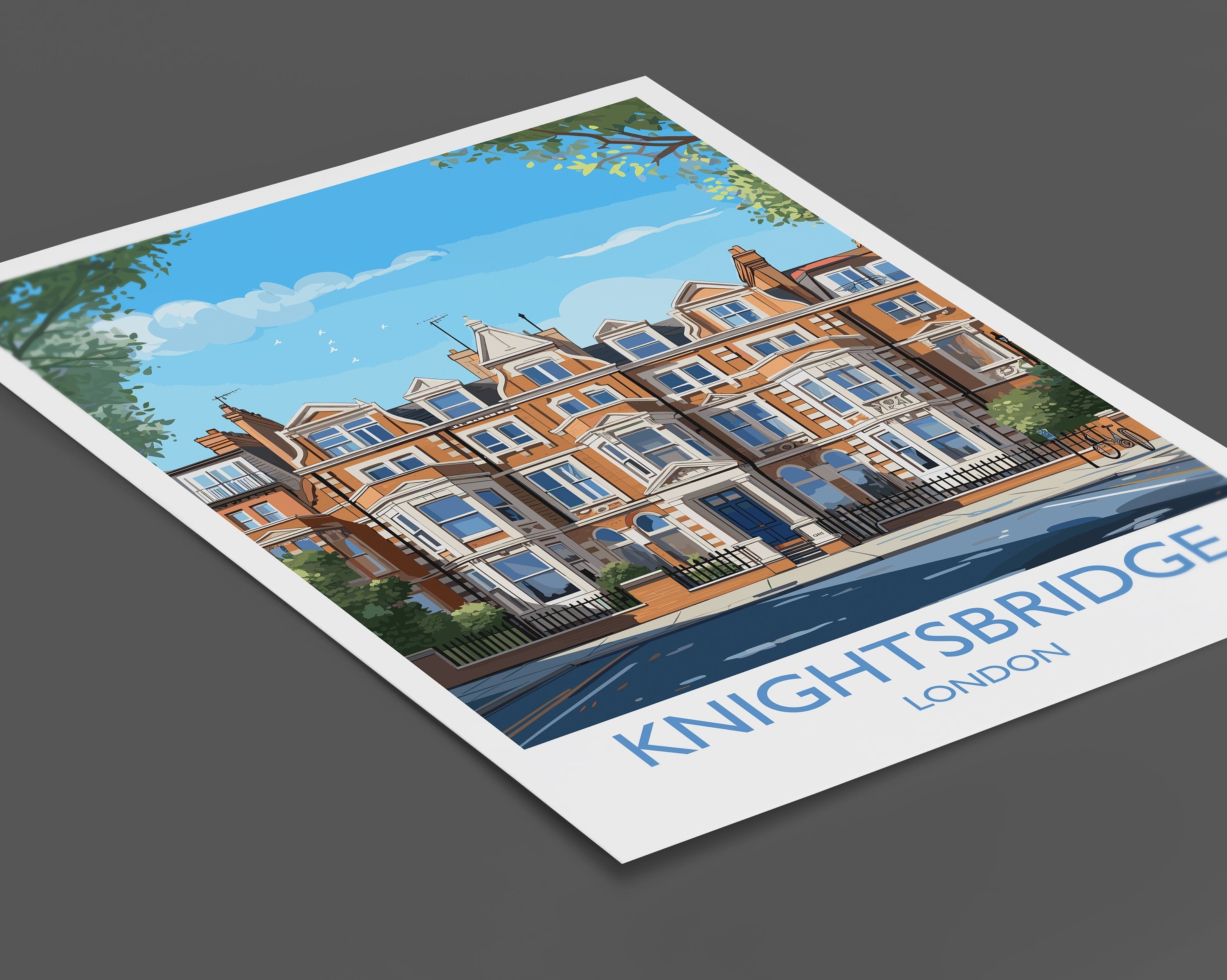 Knightsbridge Travel Poster Wall Art, Travel Print of Knightsbridge, London Poster, Knightsbridge Art Gift,London Art UK Travel Gift NQ Media Designs