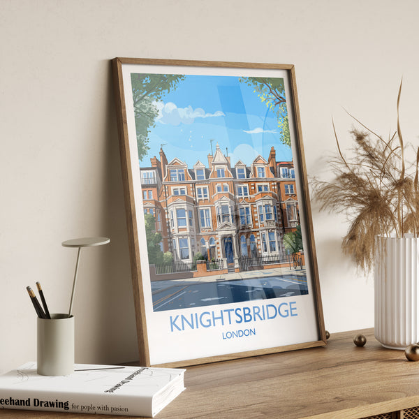 Knightsbridge Travel Poster Wall Art, Travel Print of Knightsbridge, London Poster, Knightsbridge Art Gift,London Art UK Travel Gift