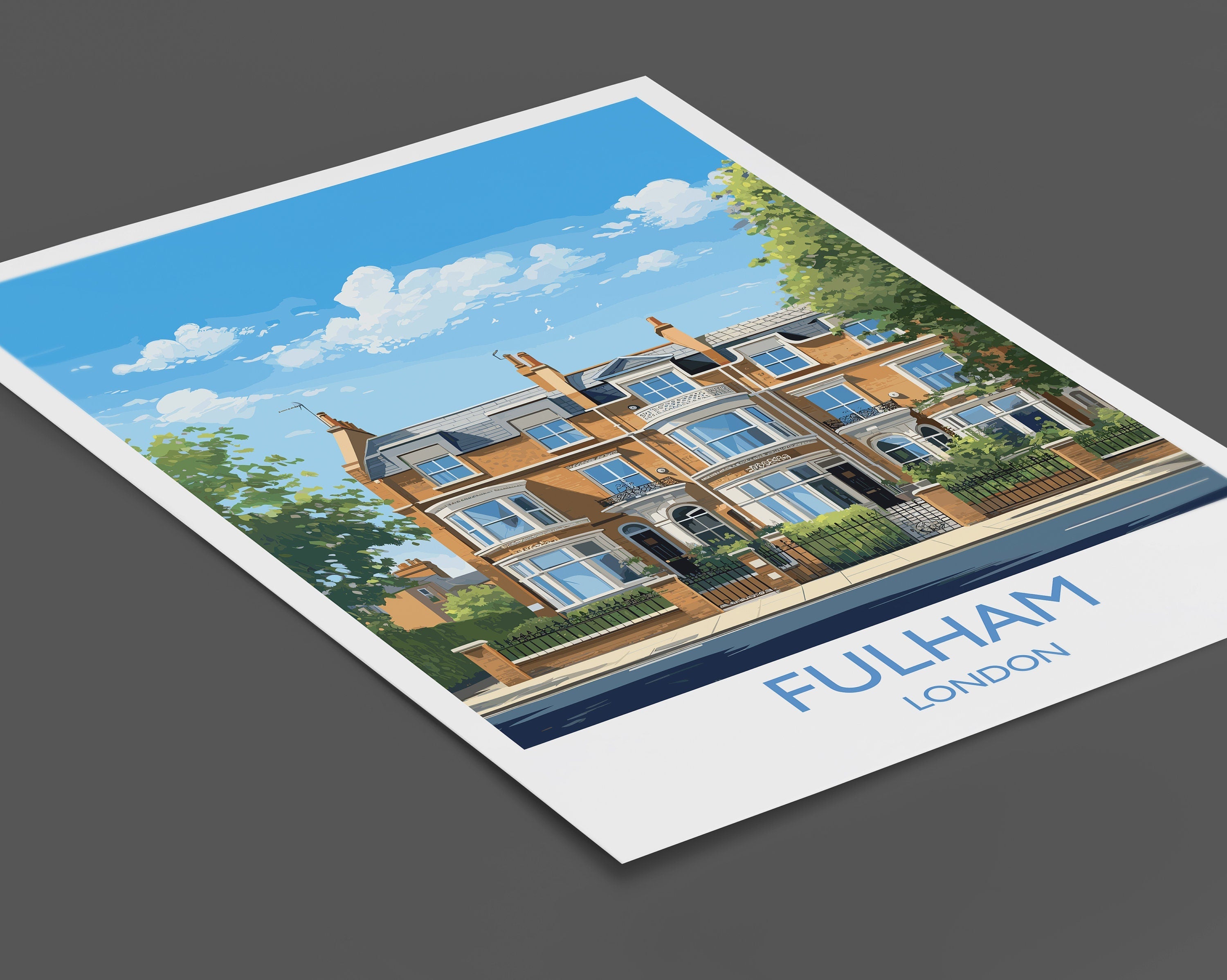Fulham Travel Poster Wall Art, Travel Print of Fulham, London Poster, Fulham Art Gift, London Art UK Travel Gift NQ Media Designs