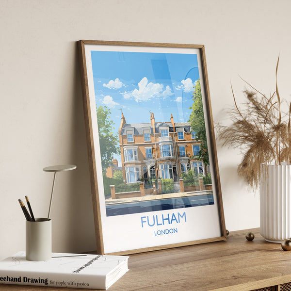 Fulham Travel Poster Wall Art, Travel Print of Fulham, London Poster, Fulham Art Gift, London Art UK Travel Gift