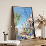 Notting Hill Travel Poster Wall Art, Travel Print of Notting Hill, London Poster, Notting Hill Art Gift, London UK Travel Gift NQ Media Designs