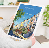 Notting Hill Travel Poster Wall Art, Travel Print of Notting Hill, London Poster, Notting Hill Art Gift, London UK Travel Gift NQ Media Designs