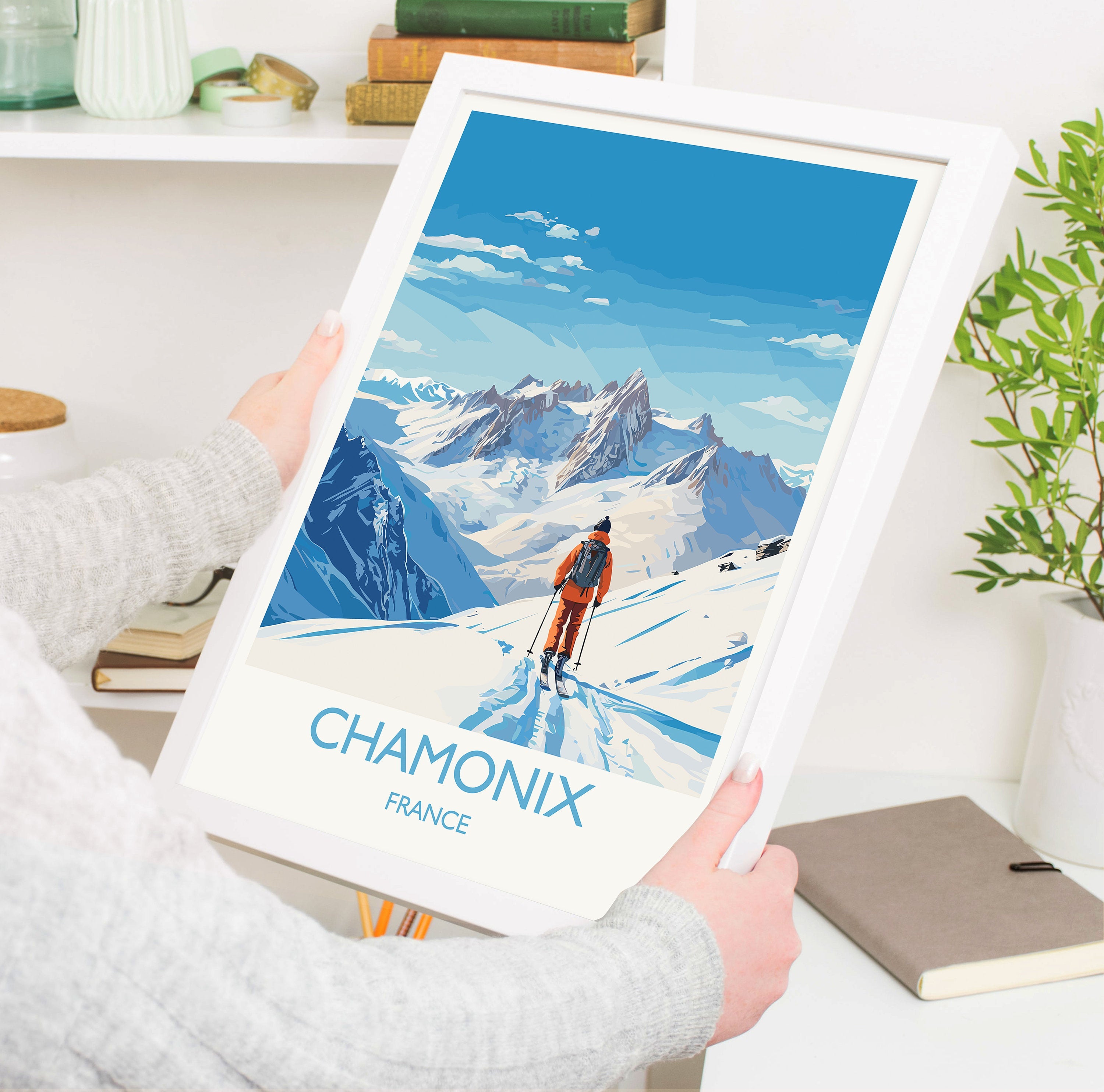 Chamonix Wall Art Travel Poster, Travel Print of Chamonix, Ski Poster, Chamonix Art Gift, France Ski Art Travel Gift NQ Media Designs