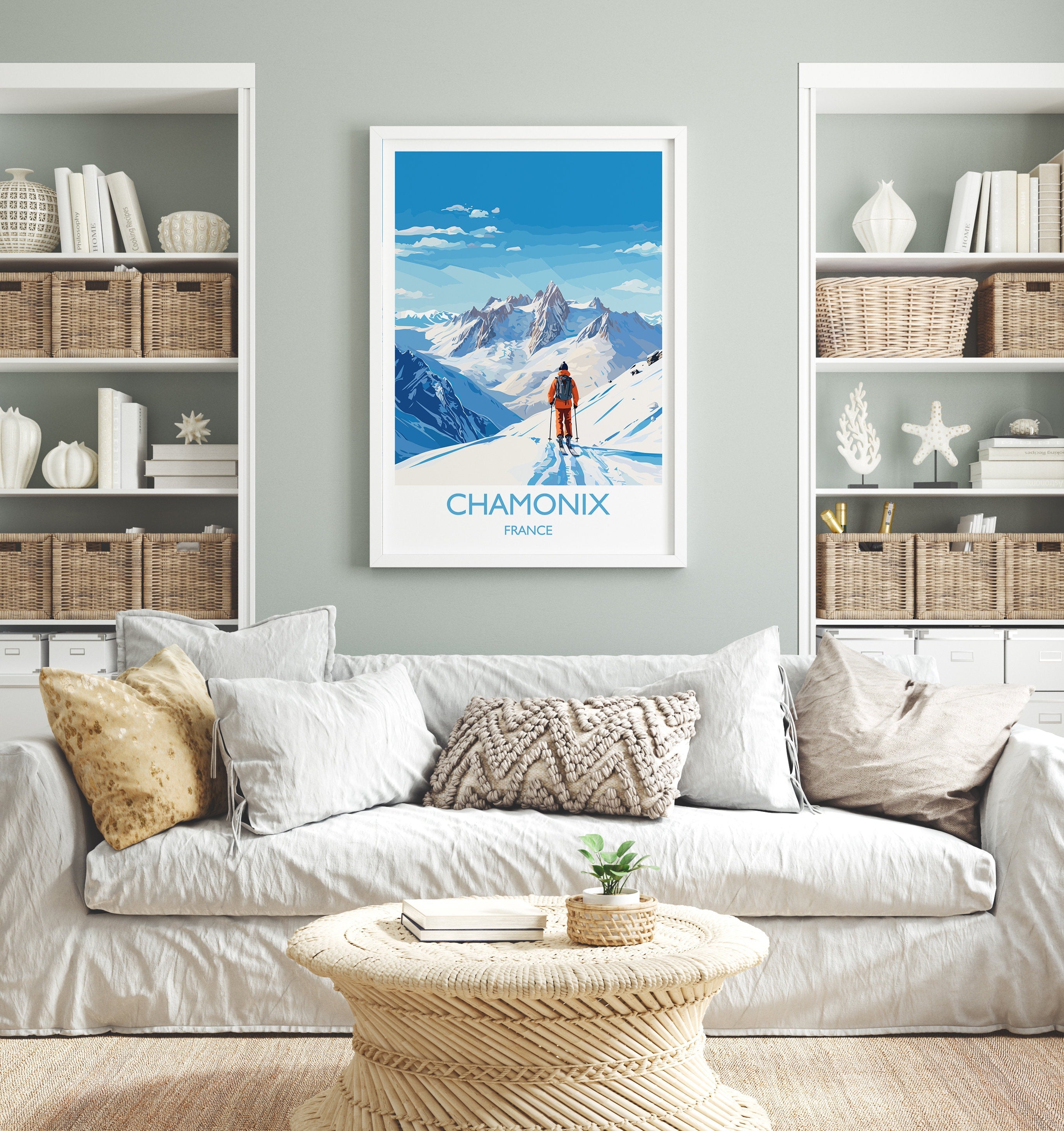 Chamonix Wall Art Travel Poster, Travel Print of Chamonix, Ski Poster, Chamonix Art Gift, France Ski Art Travel Gift NQ Media Designs