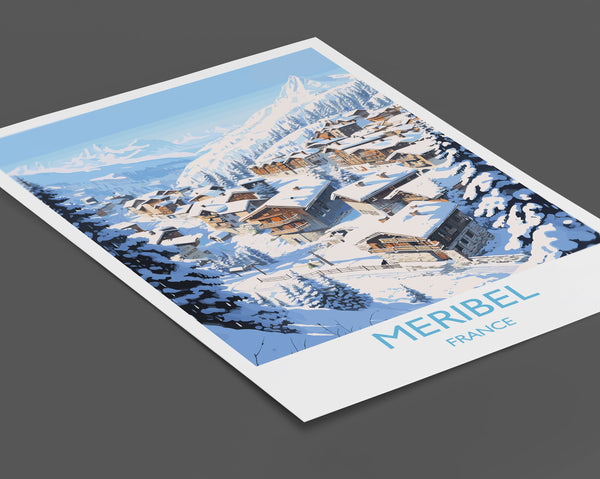 Meribel Wall Art Travel Poster, Travel Print of Meribel, Ski Poster, Meribel Art Gift, France Ski Art Travel Gift