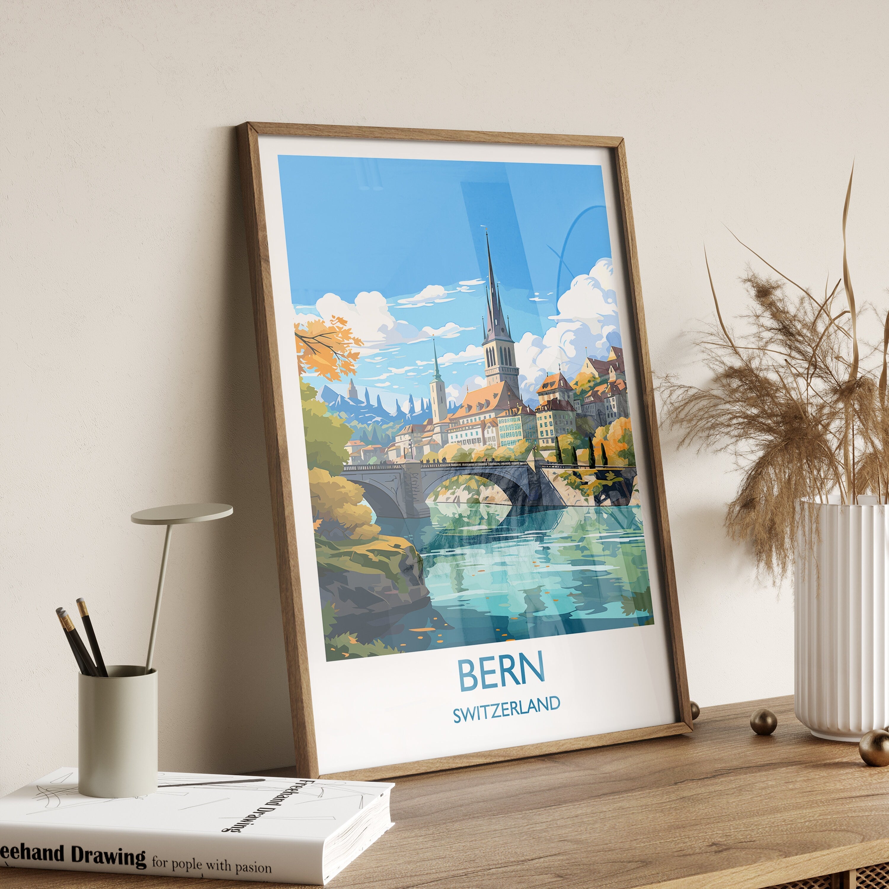 Bern Wall Art Travel Poster, Travel Print of Bern, Swiss Poster, Bern Art Gift, Switzerland Art Travel Gift NQ Media Designs