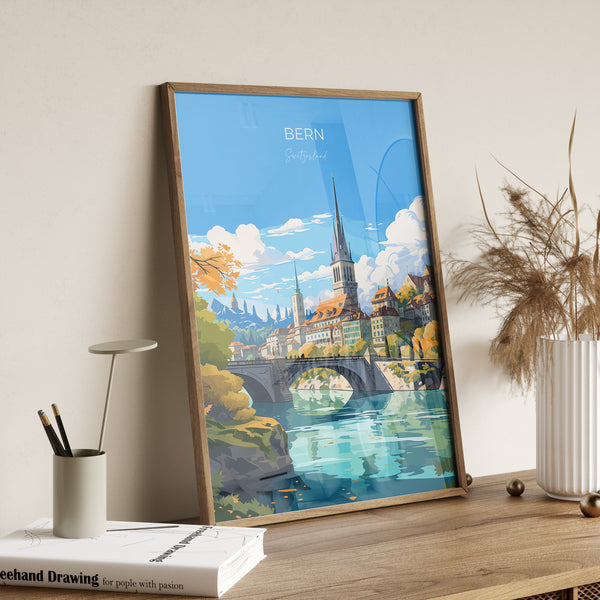 Bern Travel Print Wall Art, Travel Poster of Bern, Swiss Poster, Bern Art Gift, Switzerland Art Travel Gift