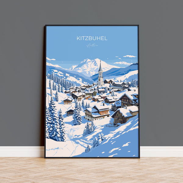 Kitzbuhel Wall Art Travel Print, Travel Poster of Kitzbuhel, Ski Poster, Kitzbuhel Art Gift, Austria Ski Art Travel Gift