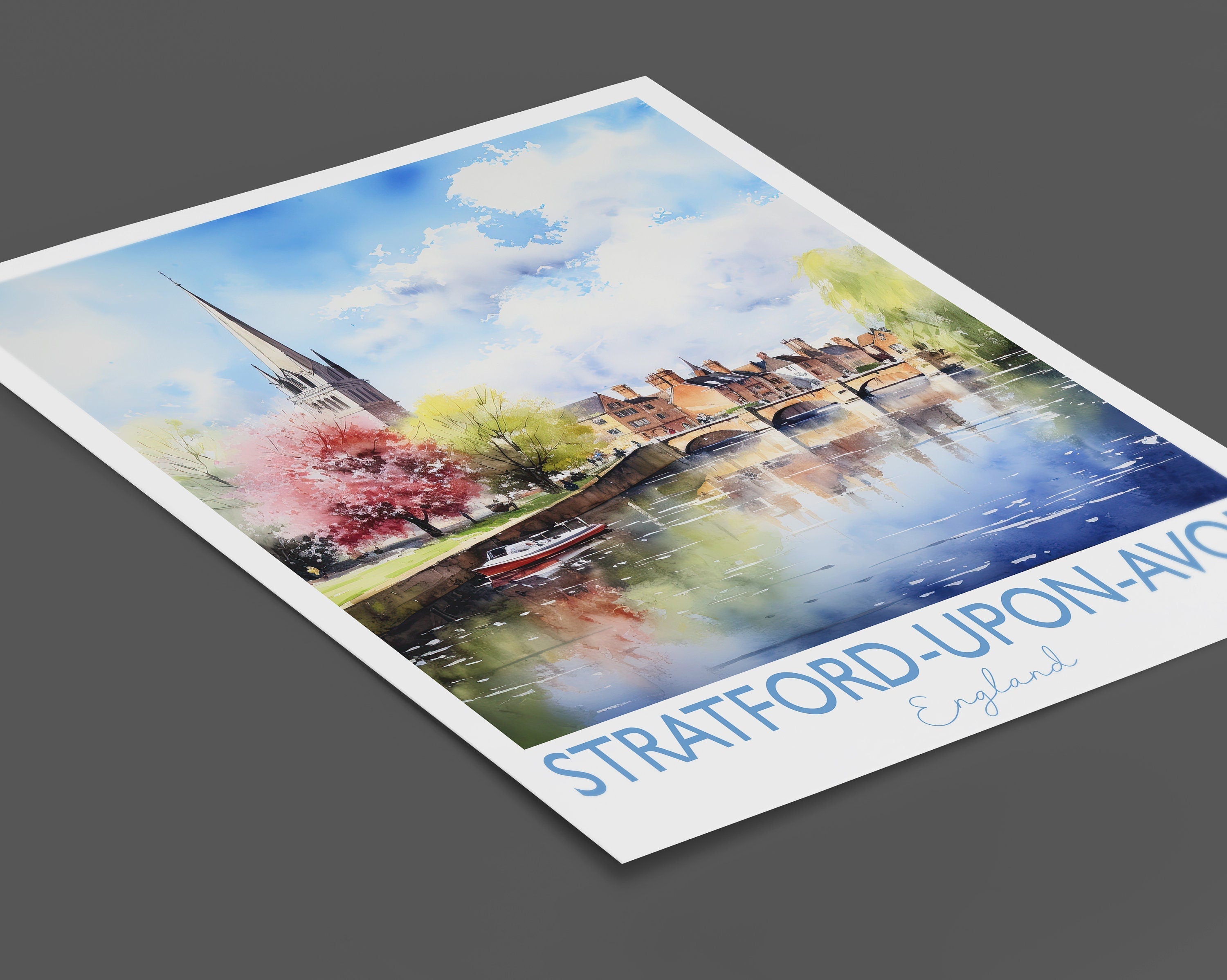 Stratford upon Avon Poster, Travel Print of Stratford upon Avon, England, Stratford upon Avon Gift, Travel Watercolour Gift NQ Media Designs