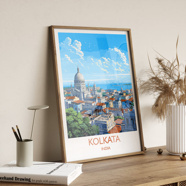 Kolkata Travel Print, Travel Poster of Kolkata, India, Kolkata Art Gift, Wall Art Print