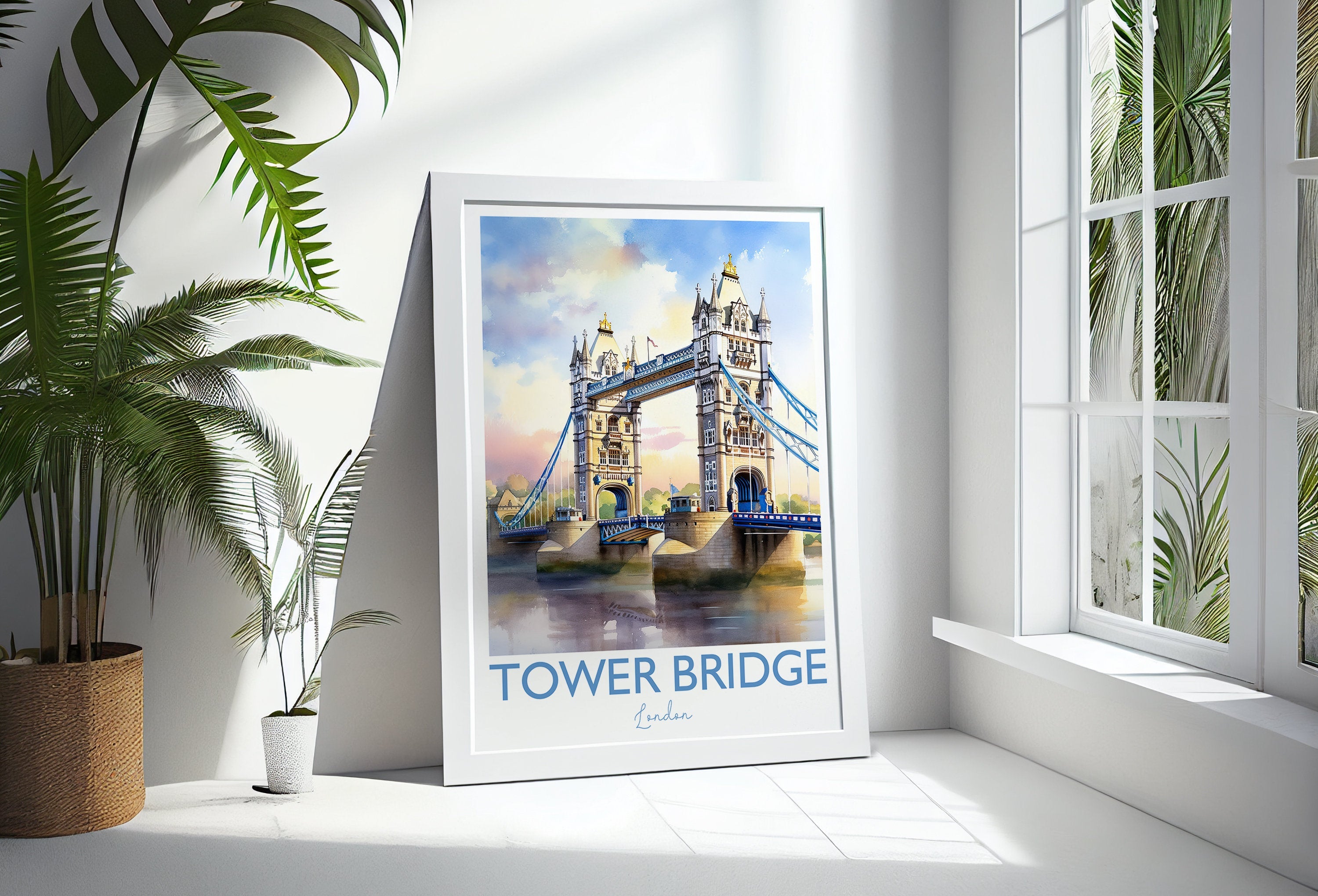 Tower Bridge Poster, Travel Print of Tower Bridge, London, England, Tower Bridge Art Gift, London Travel Watercolour Gift NQ Media Designs