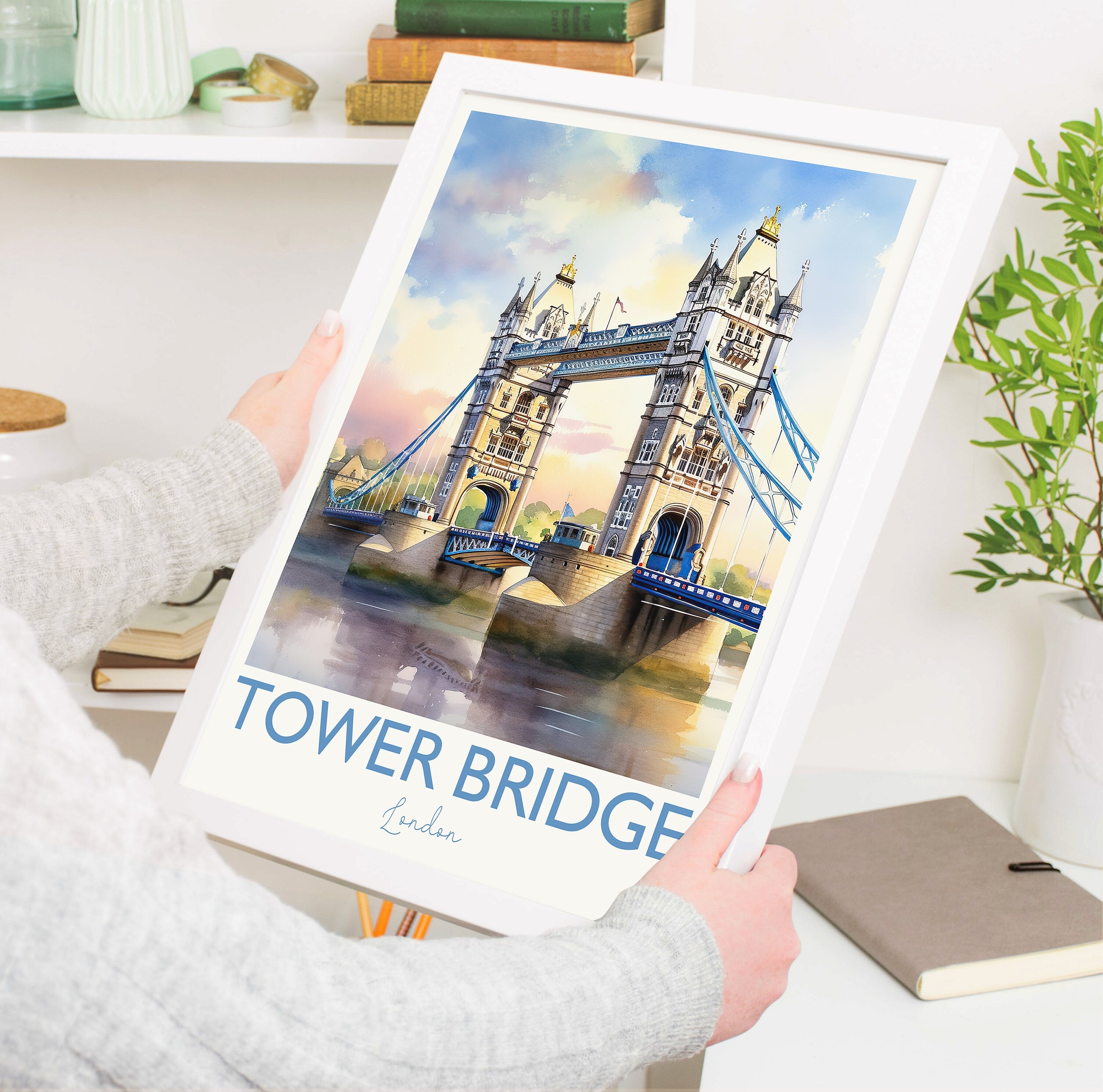 Tower Bridge Poster, Travel Print of Tower Bridge, London, England, Tower Bridge Art Gift, London Travel Watercolour Gift NQ Media Designs