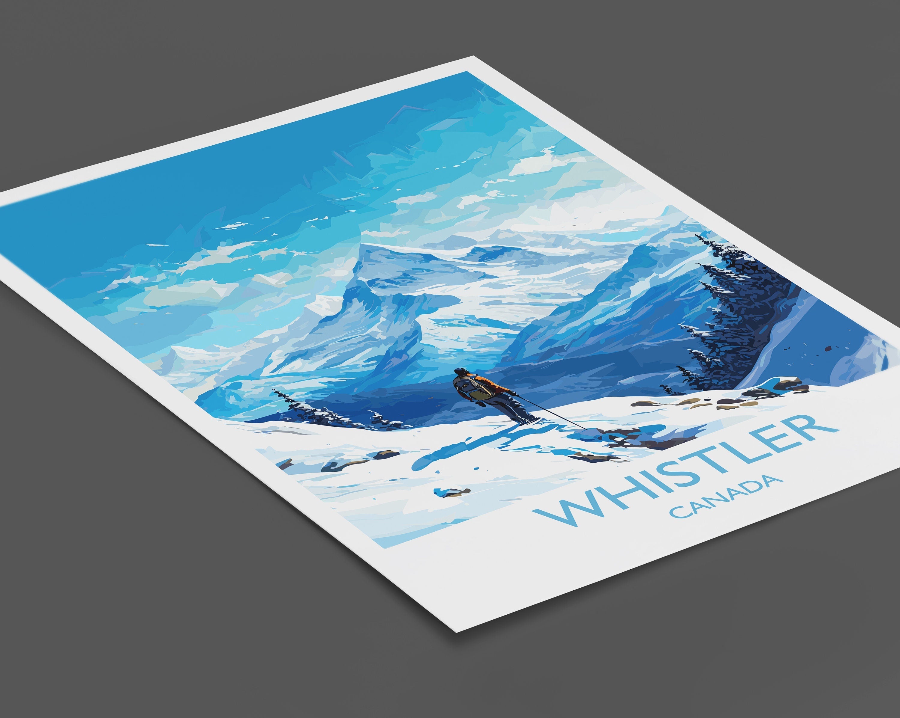 Whistler Wall Art Travel Poster, Travel Print of Whistler, Ski Poster, Whistler Art Gift, Canada Ski Art Travel Gift NQ Media Designs