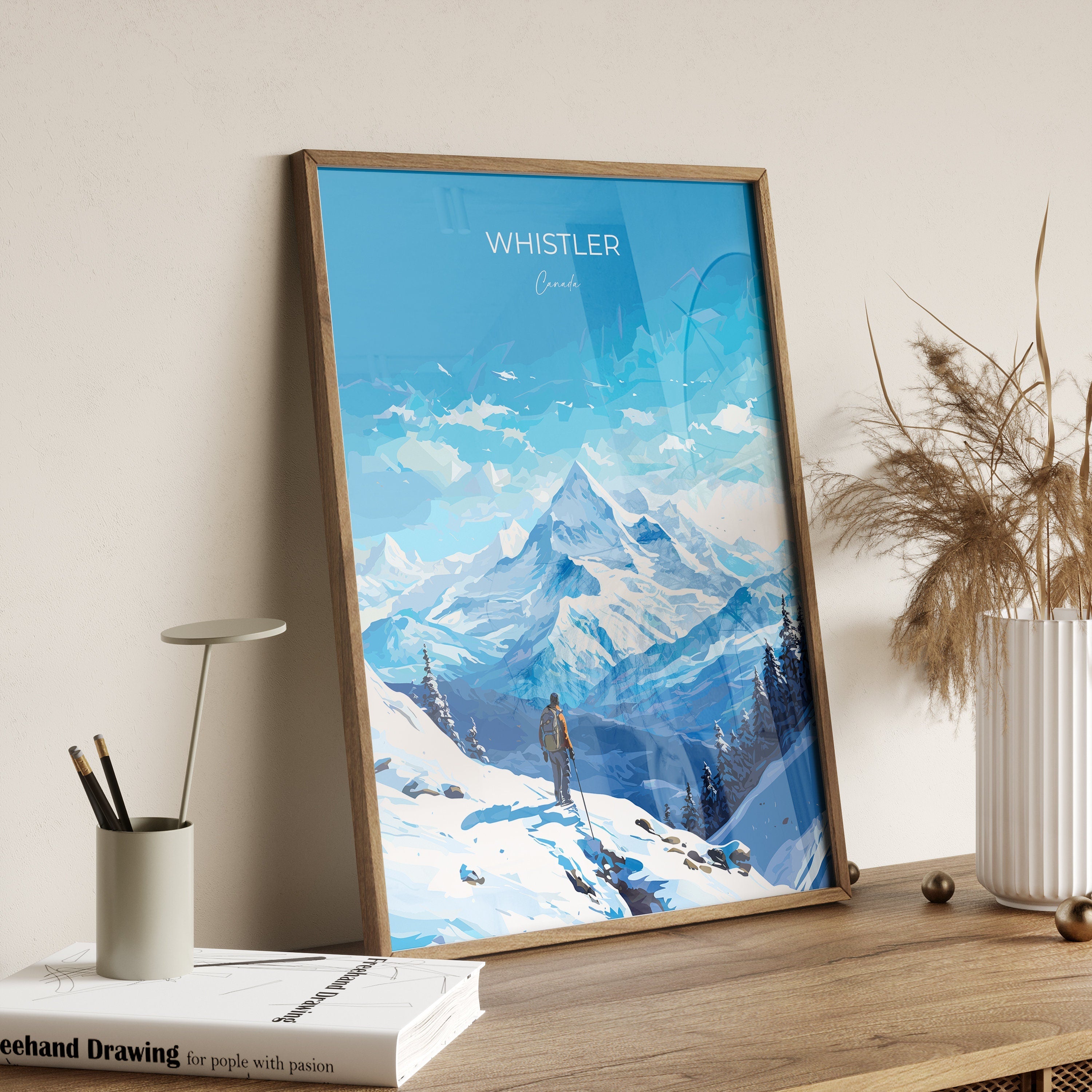 Whistler Wall Art Travel Print, Travel Poster of Whistler, Ski Poster, Whistler Art Gift, Canada Ski Art Travel Gift NQ Media Designs
