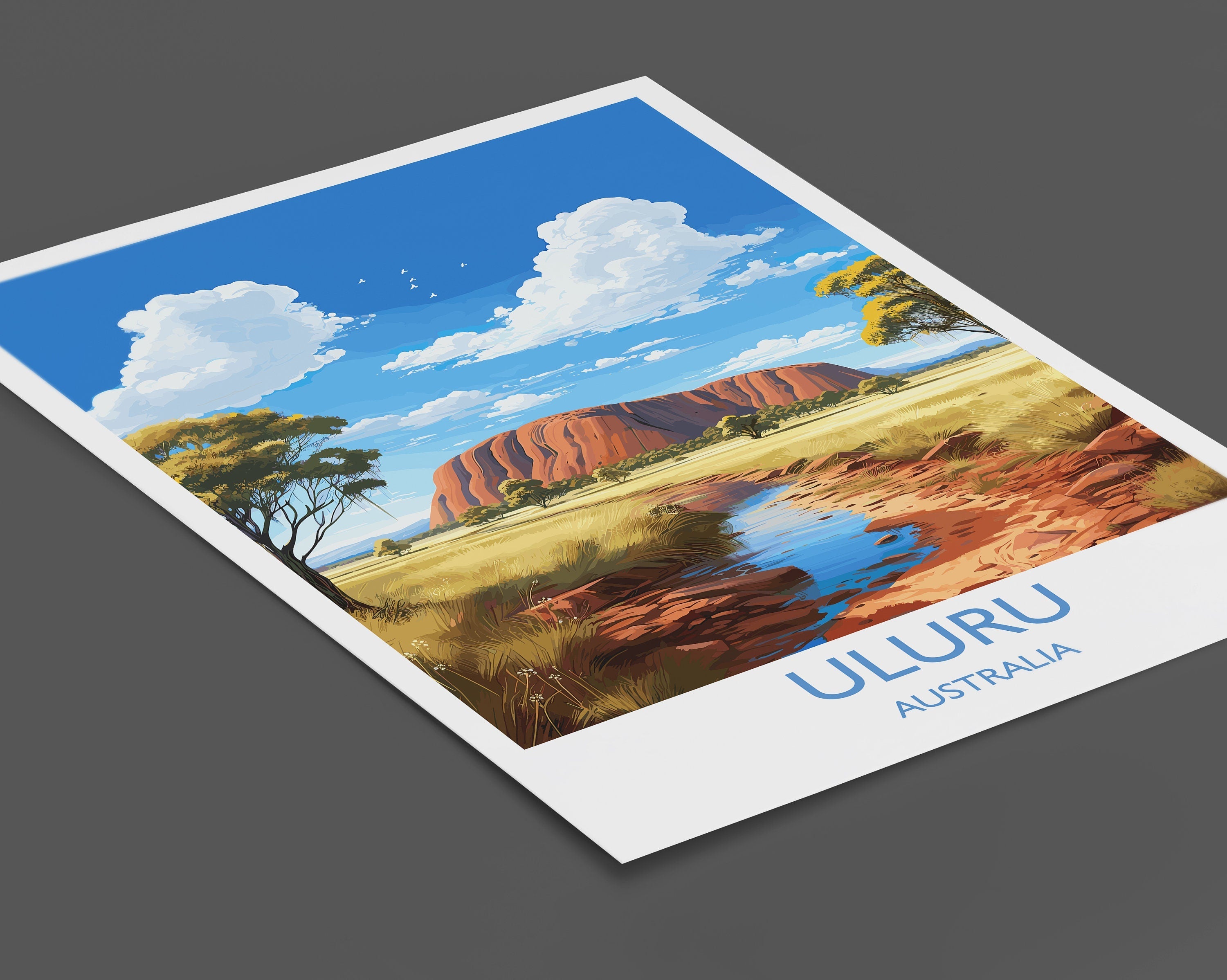 Uluru Wall Art Travel Poster, Travel Print of Uluru, Australia Poster, Uluru Art Gift, Ayres Rock Art Travel Gift NQ Media Designs