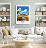 Uluru Wall Art Travel Poster, Travel Print of Uluru, Australia Poster, Uluru Art Gift, Ayres Rock Art Travel Gift NQ Media Designs