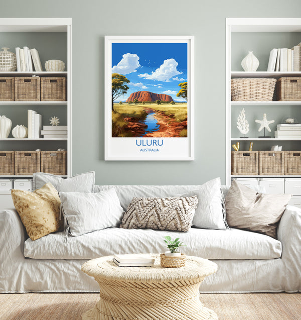 Uluru Wall Art Travel Poster, Travel Print of Uluru, Australia Poster, Uluru Art Gift, Ayres Rock Art Travel Gift