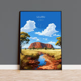 Uluru Wall Art Travel Print, Travel Poster of Uluru, Australia Poster, Uluru Art Gift, Ayres Rock Art Travel Gift NQ Media Designs