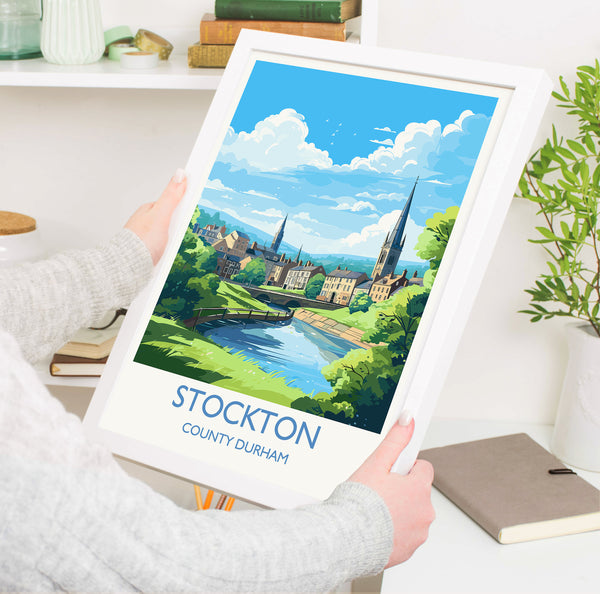 Stockton Print Travel Wall Art, Travel Poster of Stockton on Tees,Stockton Art Print, County Durham Wall Print, Stockton Gift,