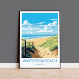 Winterton Beach Travel Print, Travel Poster of Winterton Beach, Norfolk, England, Winterton Beach Gift, Norfolk Art Gift, Wall Art Print NQ Media Designs