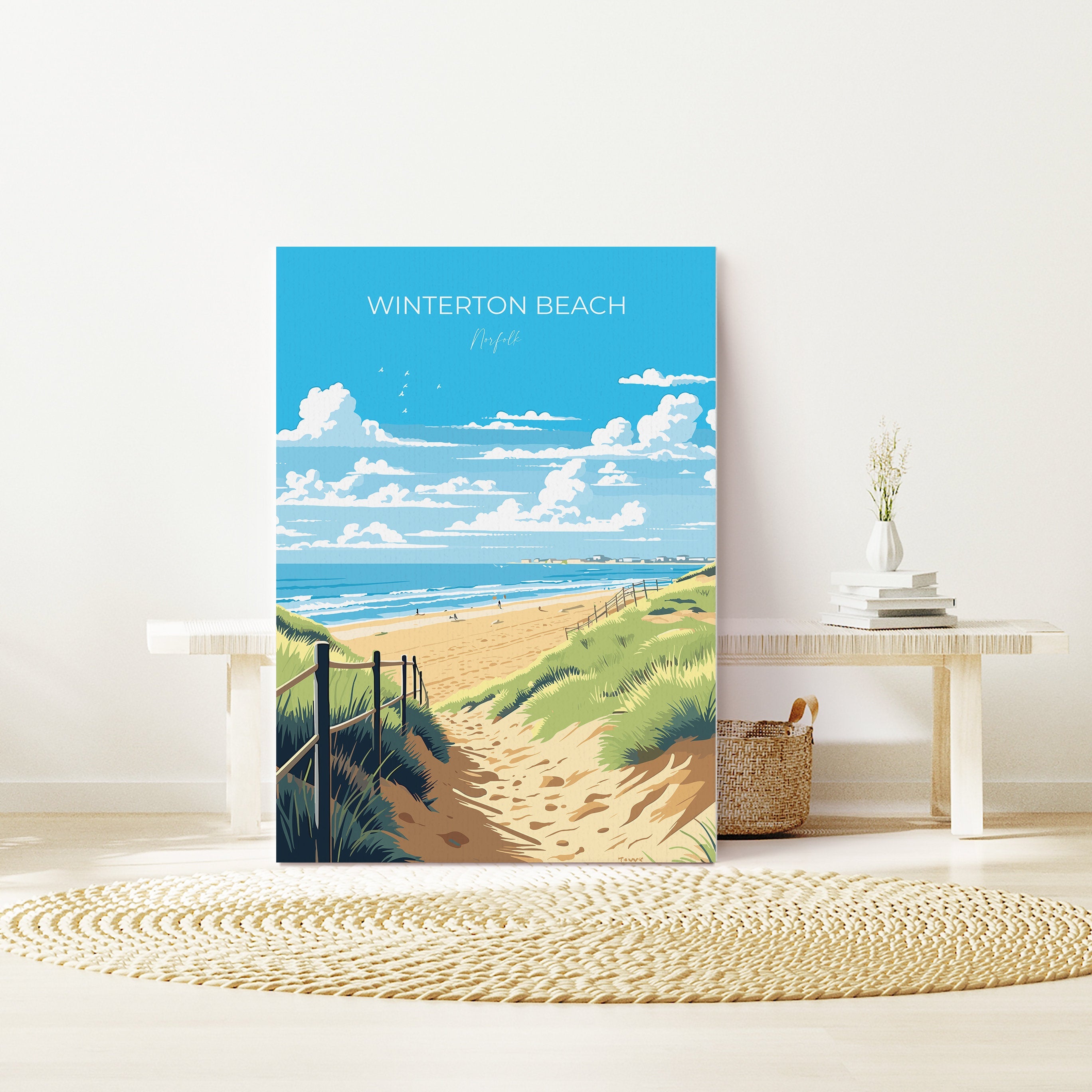 Winterton Beach Print Wall Art, Travel Poster of Winterton Beach, Norfolk, England, Winterton Beach Gift, Norfolk Art Gift, Wall Art Print NQ Media Designs