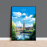 Leeds Print Travel Wall Art, Travel Poster of Leeds,Leeds Art Print, Yorkshire Wall Print, Yorkshire Gift,Leeds Artwork NQ Media Designs