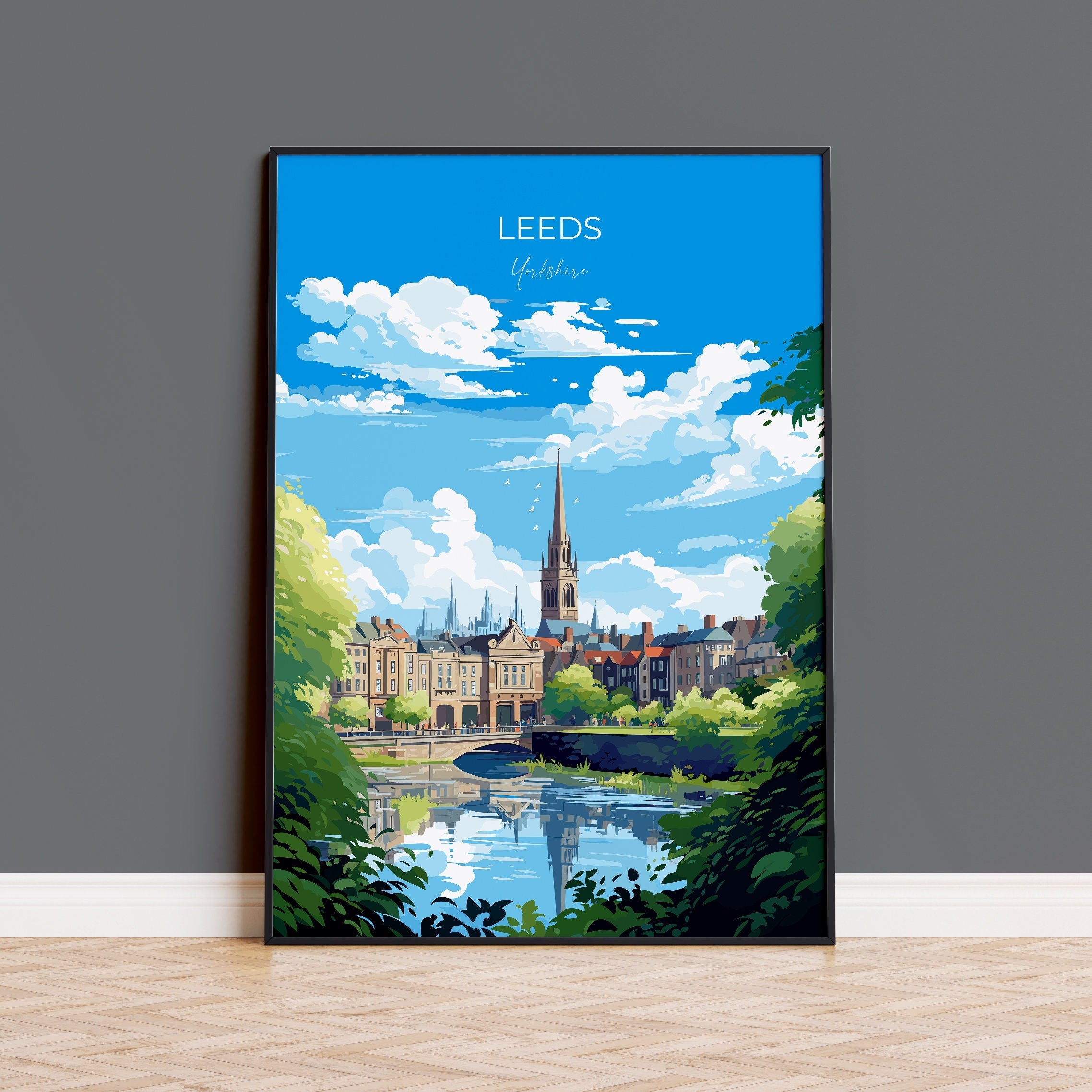 Leeds Print Travel Wall Art, Travel Poster of Leeds,Leeds Art Print, Yorkshire Wall Print, Yorkshire Gift,Leeds Artwork NQ Media Designs