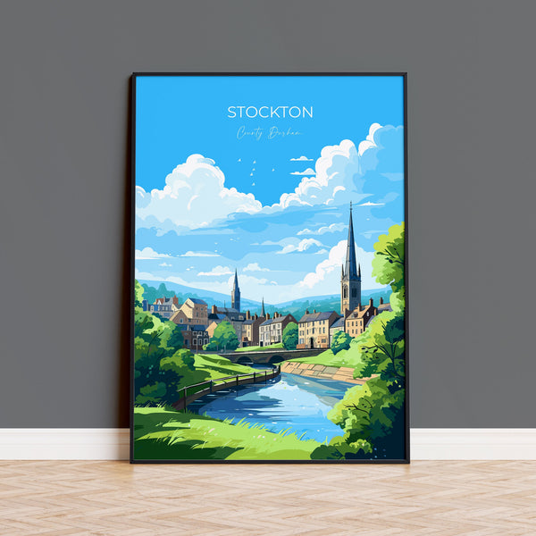 Stockton Print Travel Wall Art, Travel Poster of Stockton on Tees,Stockton Art Print, County Durham Wall Print, Stockton Gift,