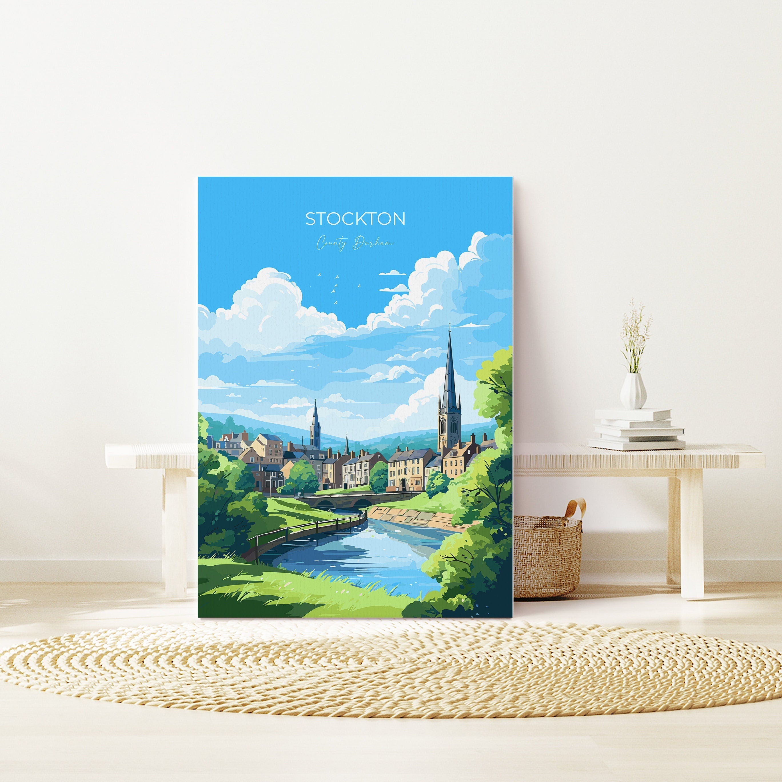 Stockton Print Travel Wall Art, Travel Poster of Stockton on Tees,Stockton Art Print, County Durham Wall Print, Stockton Gift, NQ Media Designs
