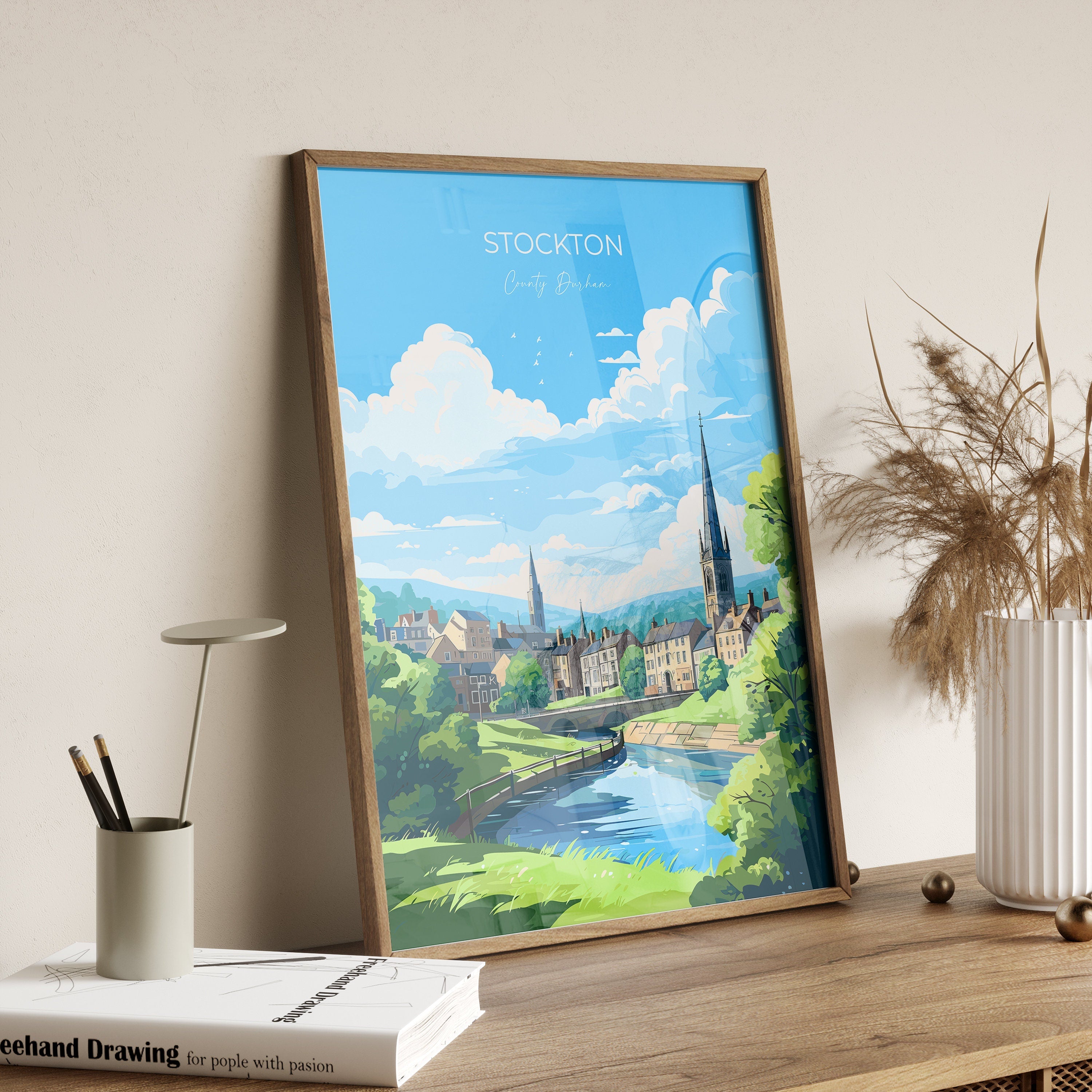 Stockton Print Travel Wall Art, Travel Poster of Stockton on Tees,Stockton Art Print, County Durham Wall Print, Stockton Gift, NQ Media Designs