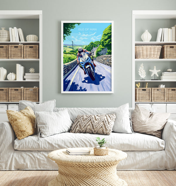 Isle of Man Print Motorbike Wall Art, Travel Poster of Isle of Man, Motorbike Racing Art, Isle of Man Art Gift,British Isles Wall Art