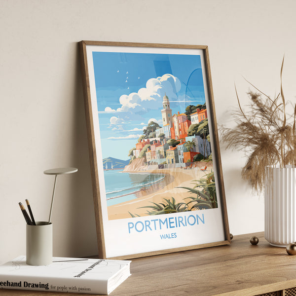 Portmeirion Travel Print Wall Art, Portmeirion Travel Poster, Wales, Welsh Art, Portmeirion Gift, Wall Art Print