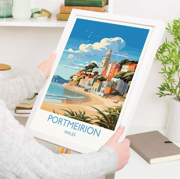 Portmeirion Travel Print Wall Art, Portmeirion Travel Poster, Wales, Welsh Art, Portmeirion Gift, Wall Art Print