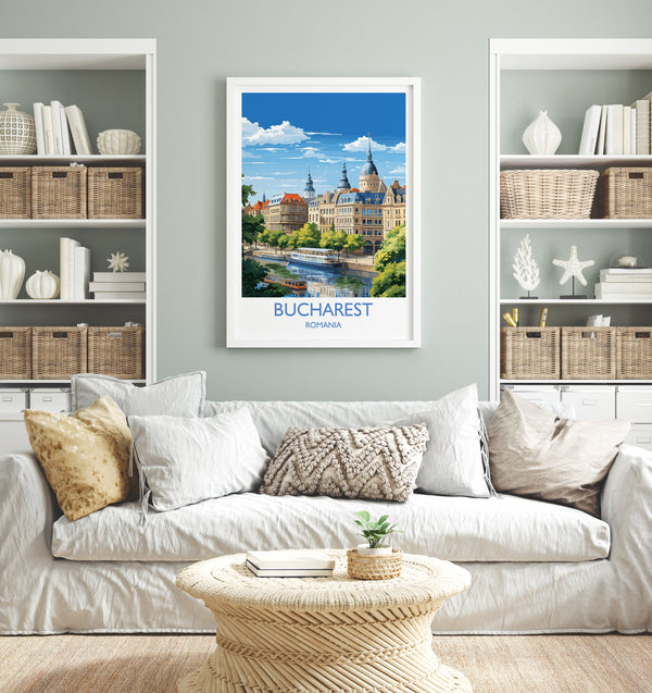 Bucharest Wall Art Travel Poster, Travel Print of Bucharest , Romania Poster, Bucharest Art Gift, Romania Art Travel Gift