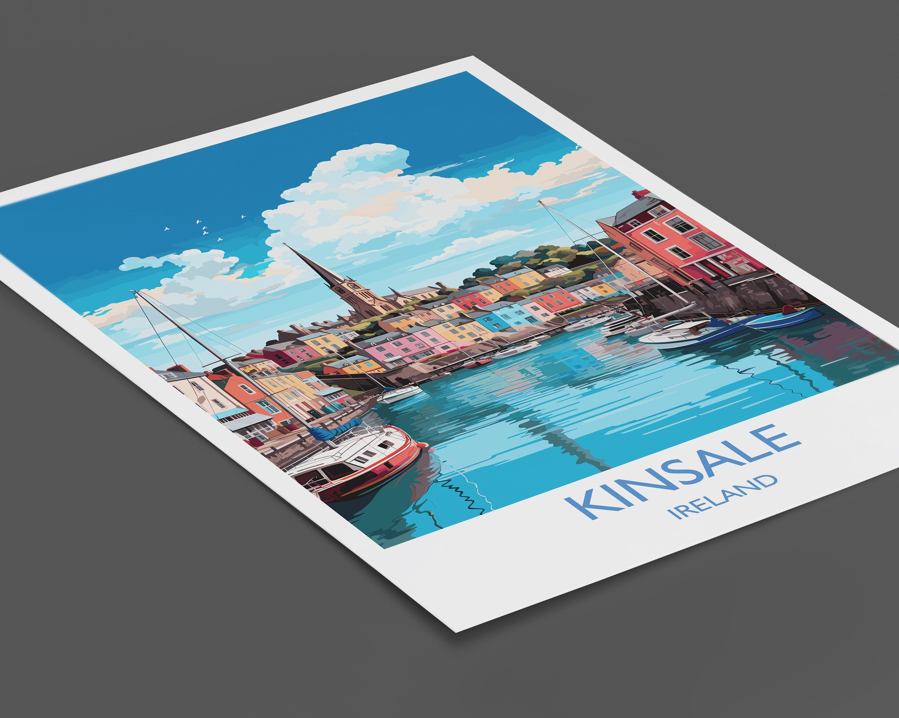 Kinsale Wall Art Poster, Travel Print of Kinsale, Ireland, Kinsale Art Gift, Travel Wall Decor Gift NQ Media Designs