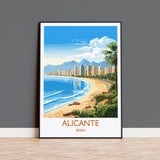 Alicante Travel Print Wall Art, Travel Poster of Alicante, Spain, Alicante Art Gift, Spanish Coast Art NQ Media Designs