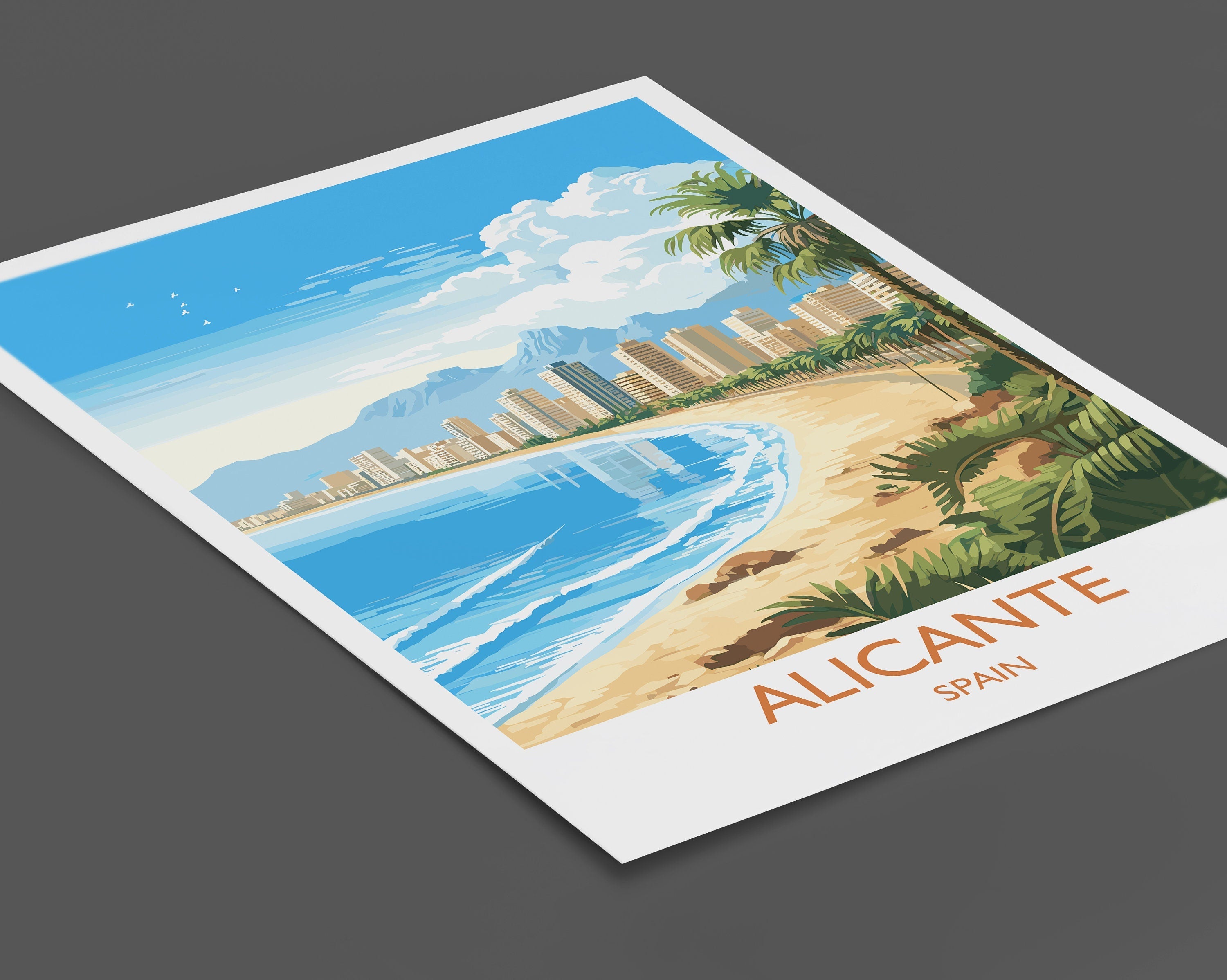 Alicante Travel Print Wall Art, Travel Poster of Alicante, Spain, Alicante Art Gift, Spanish Coast Art NQ Media Designs