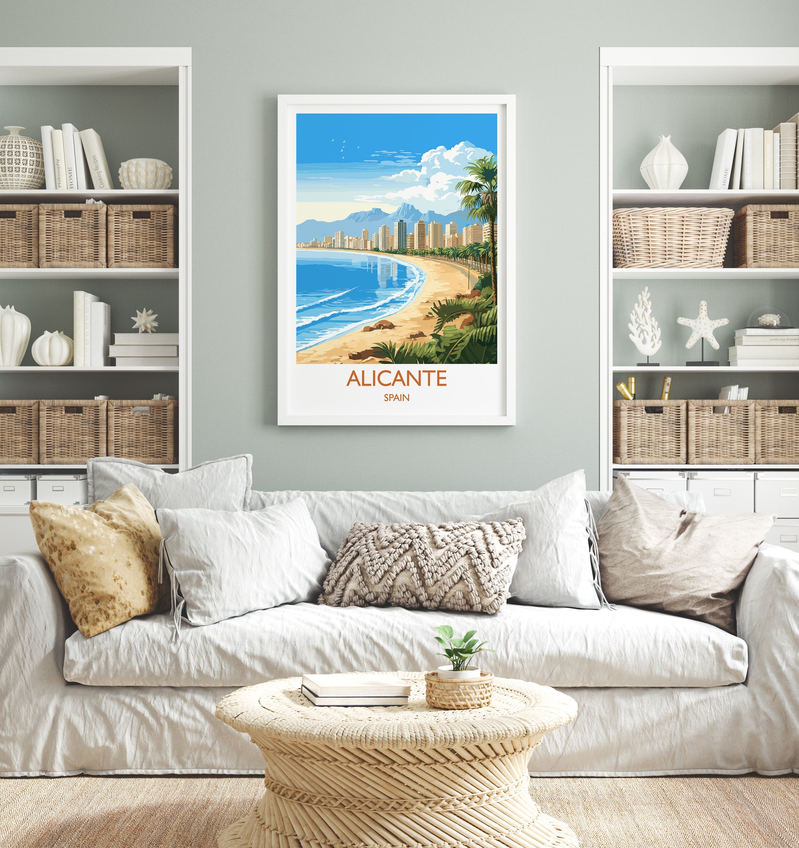 Alicante Travel Print Wall Art, Travel Poster of Alicante, Spain, Alicante Art Gift, Spanish Coast Art NQ Media Designs