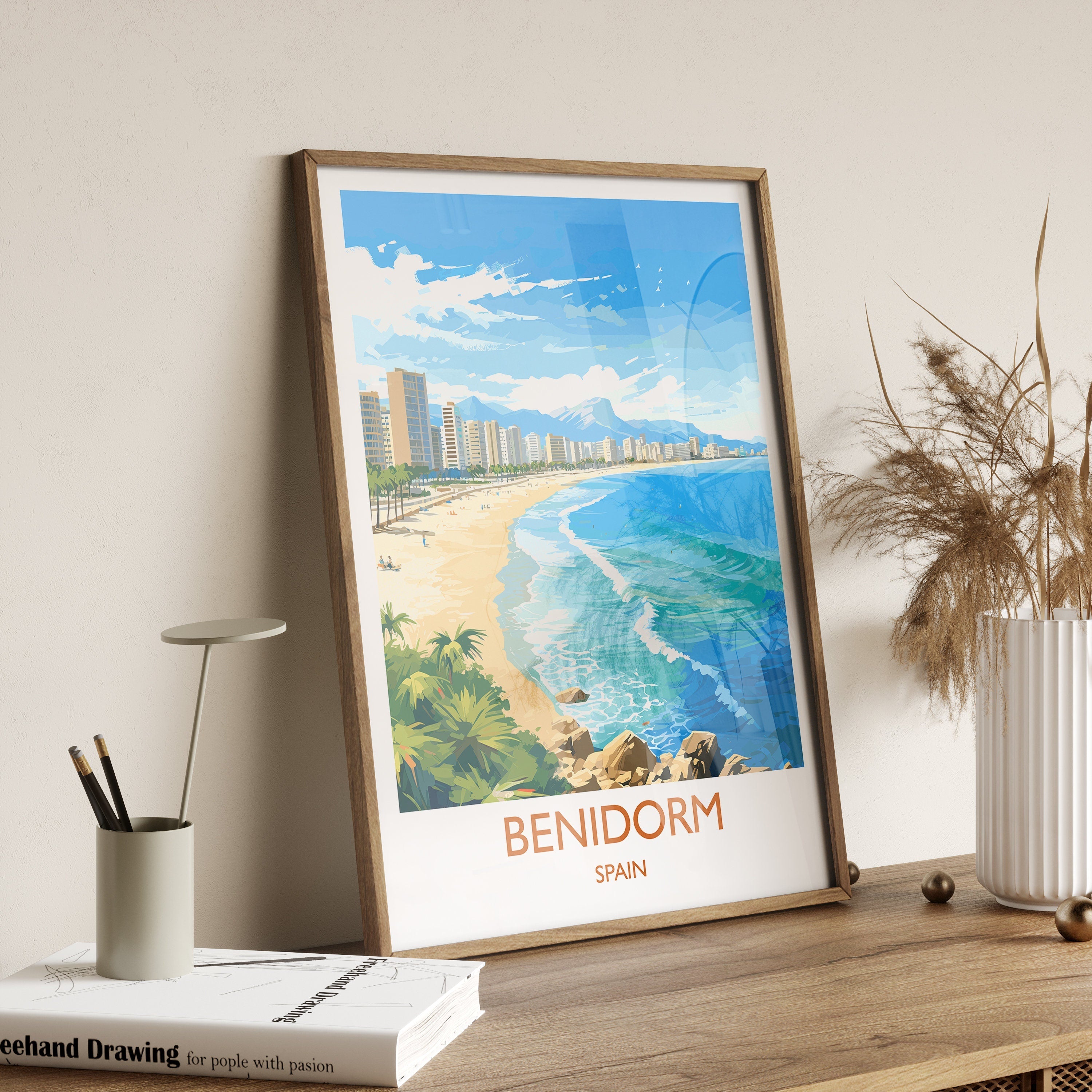 Benidorm Travel Poster - Vibrant Spain Coastal Wall Art NQ Media Designs