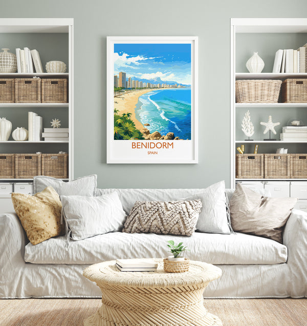 Benidorm Travel Poster - Vibrant Spain Coastal Wall Art