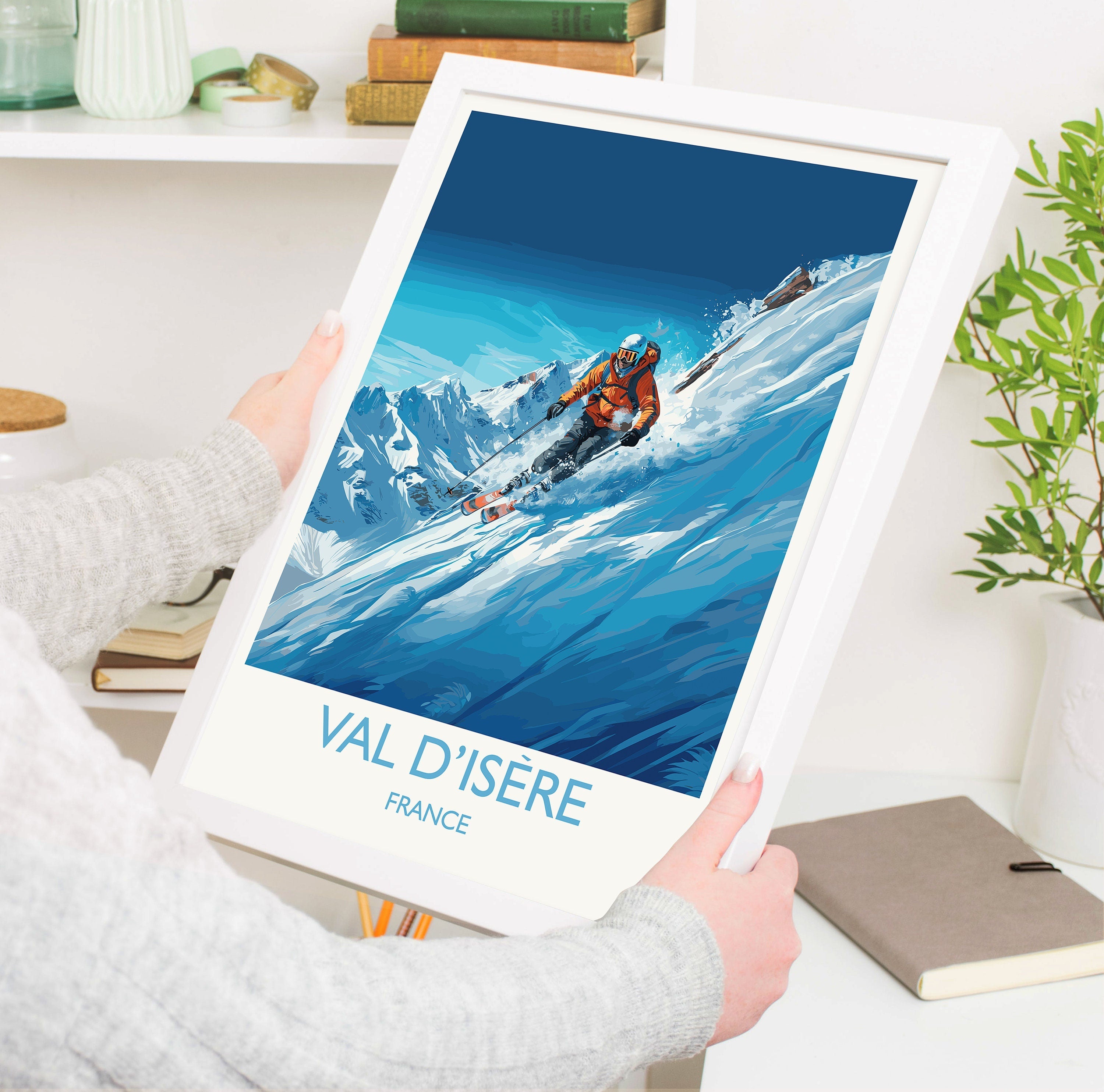Val d'isere Travel Print Wall Art, Travel Poster of Val d'isere, Ski Poster, Val d'isere Art Gift, French Ski Art lover Travel Gift NQ Media Designs
