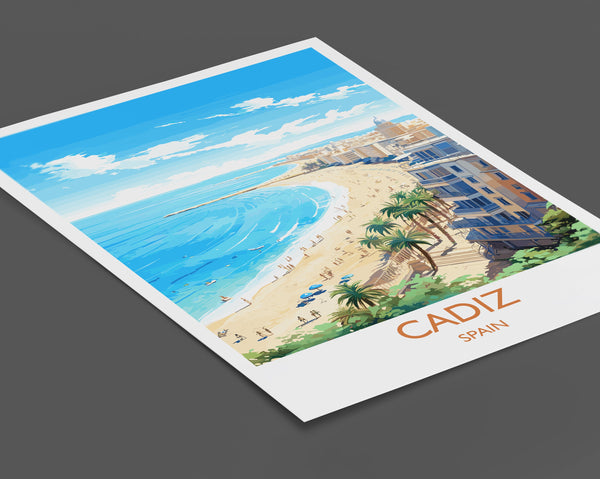 Cadiz Travel Print Wall Art, Travel Poster of Cadiz , Spain, CadizArt Gift, Spanish Coast Art