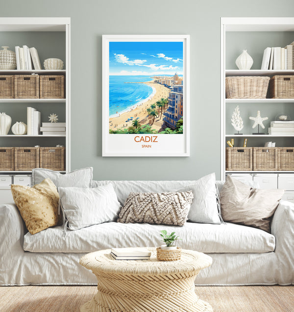 Cadiz Travel Print Wall Art, Travel Poster of Cadiz , Spain, CadizArt Gift, Spanish Coast Art