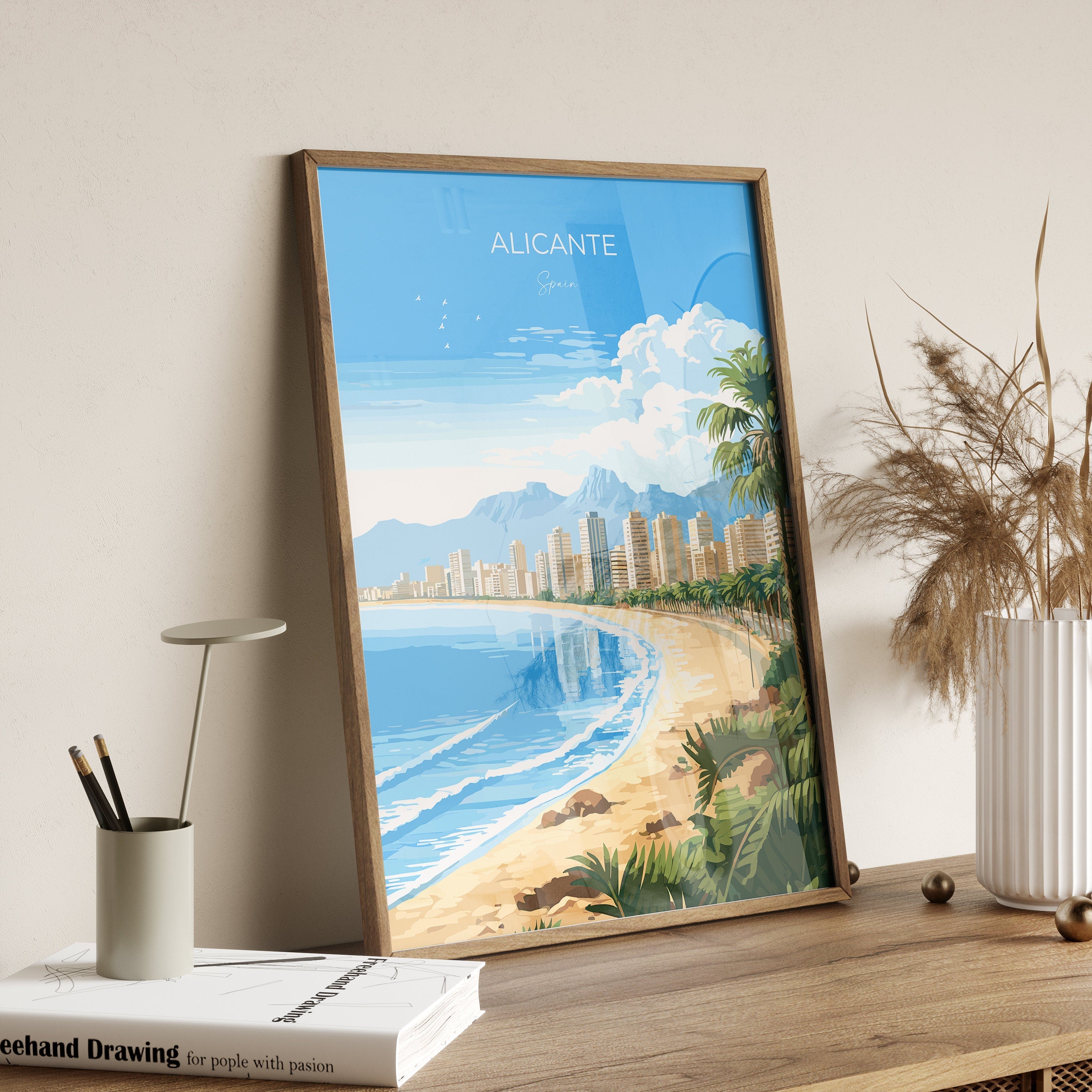 Alicante Travel Print Wall Art, Travel Poster of Alicante, Spain, Alicante Art Gift, Spanish Coast Art NQ Media Designs
