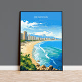 Benidorm Travel Print - Vibrant Spain Coastal Wall Art NQ Media Designs